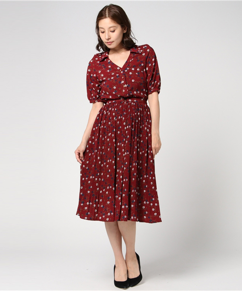 REDYAZEL（レディアゼル）の「フラワープリントシャツワンピース（シャツワンピース・レディース・イエロー系その他/レッド系その他/ブルー系その他・FREE）」の3枚目の写真