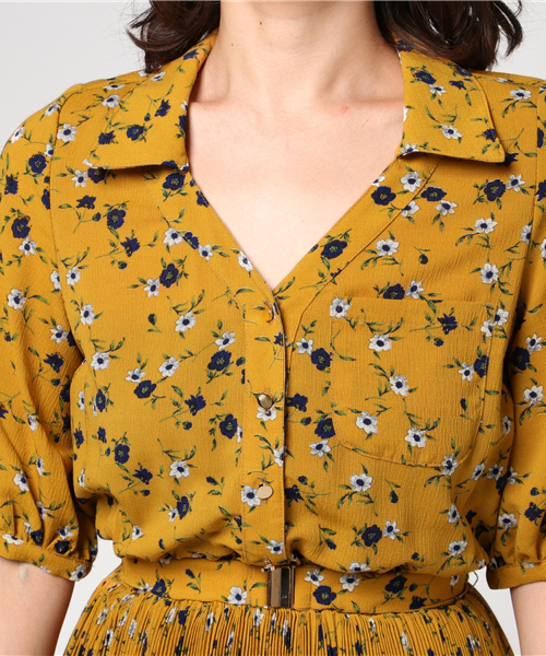 REDYAZEL（レディアゼル）の「フラワープリントシャツワンピース（シャツワンピース・レディース・イエロー系その他/レッド系その他/ブルー系その他・FREE）」の7枚目の写真