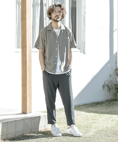 ANGENEHM(アンゲネーム)の「mhs1123-Loose Open Collar Shirts シャツ(シャツ/ブラウス・メンズ・ブラック/ベージュ/オリーブ/ピンク・M/L/S)」の5枚目の写真