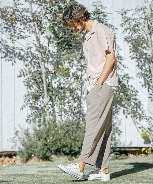 ANGENEHM(アンゲネーム)の「mhs1123-Loose Open Collar Shirts シャツ(シャツ/ブラウス・メンズ・ブラック/ベージュ/オリーブ/ピンク・M/L/S)」の6枚目の写真