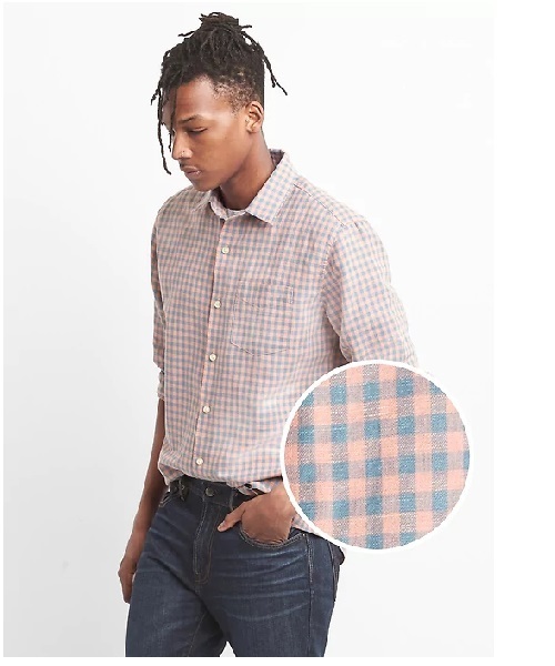 GAP（ギャップ）の「Gap スタンダードフィットシャツ（リネンコットン）（シャツ/ブラウス・メンズ・ネイビー/ライトピンク/ホワイト/その他/ライトブルー/ピンク系その他/クリアブルー・L/XXS/XL/XS/M/S）」の5枚目の写真