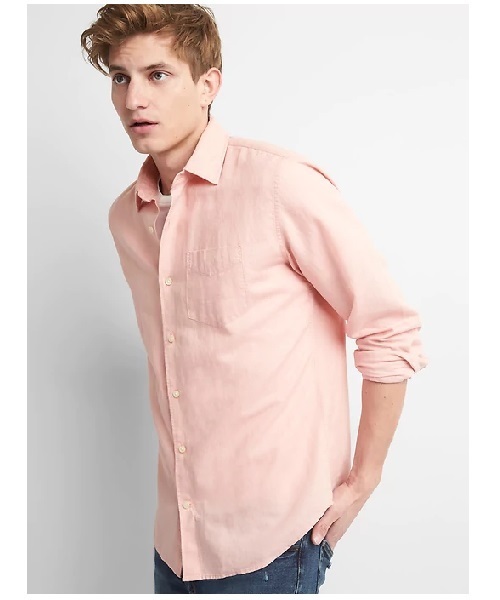 GAP（ギャップ）の「Gap スタンダードフィットシャツ（リネンコットン）（シャツ/ブラウス・メンズ・ネイビー/ライトピンク/ホワイト/その他/ライトブルー/ピンク系その他/クリアブルー・L/XXS/XL/XS/M/S）」の6枚目の写真