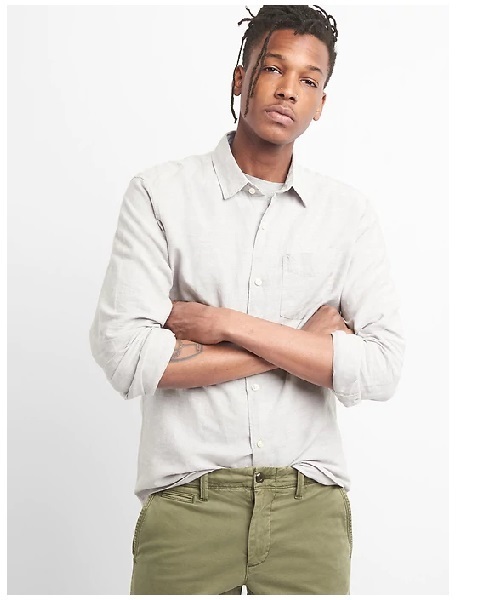 GAP（ギャップ）の「Gap スタンダードフィットシャツ（リネンコットン）（シャツ/ブラウス・メンズ・ネイビー/ライトピンク/ホワイト/その他/ライトブルー/ピンク系その他/クリアブルー・L/XXS/XL/XS/M/S）」の7枚目の写真