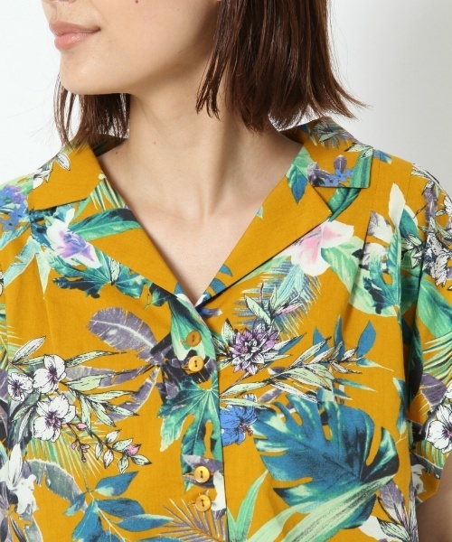 laboratory work（ラボラトリーワーク）の「リーフ柄オープンカラーブラウス（シャツ/ブラウス・レディース・ホワイト/オレンジ・MEDIUM）」の4枚目の写真