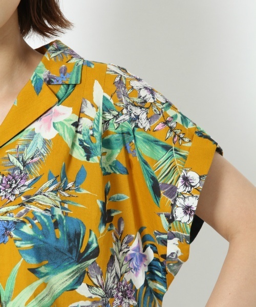 laboratory work（ラボラトリーワーク）の「リーフ柄オープンカラーブラウス（シャツ/ブラウス・レディース・ホワイト/オレンジ・MEDIUM）」の5枚目の写真