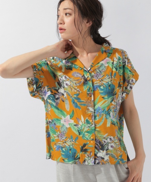 laboratory work（ラボラトリーワーク）の「リーフ柄オープンカラーブラウス（シャツ/ブラウス・レディース・ホワイト/オレンジ・MEDIUM）」の15枚目の写真