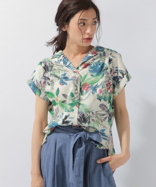 laboratory work（ラボラトリーワーク）の「リーフ柄オープンカラーブラウス（シャツ/ブラウス・レディース・ホワイト/オレンジ・MEDIUM）」の17枚目の写真