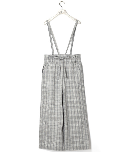 w closet（ダブルクローゼット）の「リネン混チェック柄サス付きパンツ（その他パンツ・レディース・ベージュ/グレー・FREE）」の20枚目の写真