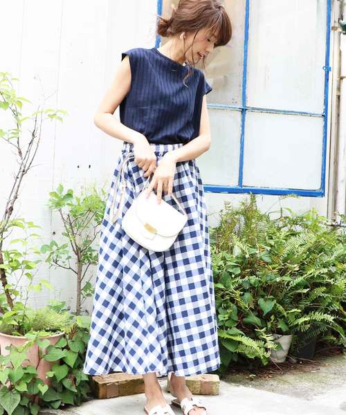 M y u(ミュー)の「ZOZO限定★ギンガムチェックフレアスカート(スカート・レディース・ブルー系その他/ブルー系その他2/ブラック系その他/ブラック系その他2・FREE)」の4枚目の写真