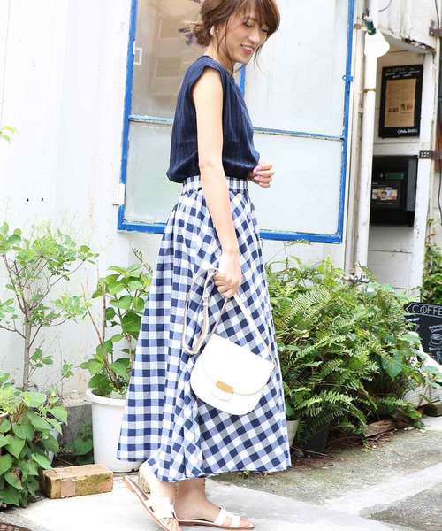 M y u(ミュー)の「ZOZO限定★ギンガムチェックフレアスカート(スカート・レディース・ブルー系その他/ブルー系その他2/ブラック系その他/ブラック系その他2・FREE)」の16枚目の写真