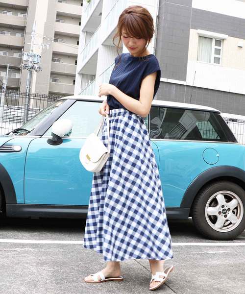 M y u(ミュー)の「ZOZO限定★ギンガムチェックフレアスカート(スカート・レディース・ブルー系その他/ブルー系その他2/ブラック系その他/ブラック系その他2・FREE)」の19枚目の写真