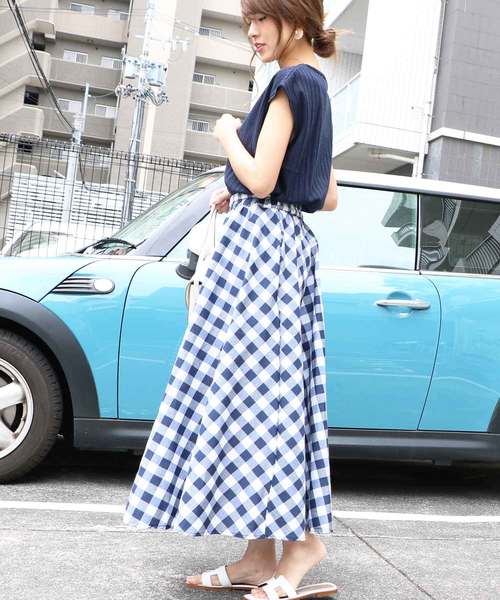 M y u(ミュー)の「ZOZO限定★ギンガムチェックフレアスカート(スカート・レディース・ブルー系その他/ブルー系その他2/ブラック系その他/ブラック系その他2・FREE)」の20枚目の写真
