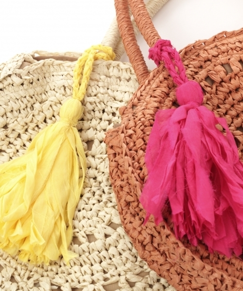 GLOBAL WORK（グローバルワーク）の「ペーパーラウンドミニトート/796883（ハンドバッグ・レディース・ホワイト/ダークブラウン/オレンジ・FREE）」の14枚目の写真