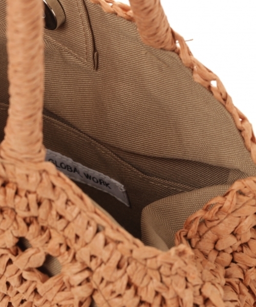 GLOBAL WORK（グローバルワーク）の「ペーパーラウンドミニトート/796883（ハンドバッグ・レディース・ホワイト/ダークブラウン/オレンジ・FREE）」の16枚目の写真