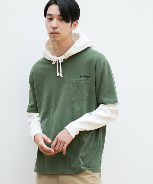 Champion（チャンピオン）の「別注 [チャンピオン] SC Champion HW/スウェット 後付けフーディー / パーカー ◆（パーカー・メンズ・ブラック/オフホワイト/ゴールド・S/M/L）」の5枚目の写真