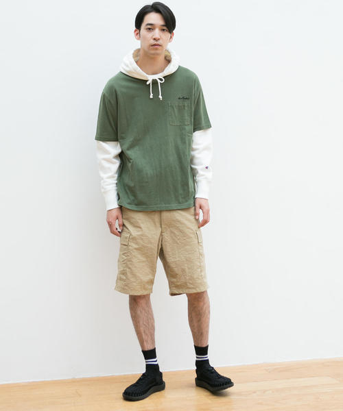 Champion（チャンピオン）の「別注 [チャンピオン] SC Champion HW/スウェット 後付けフーディー / パーカー ◆（パーカー・メンズ・ブラック/オフホワイト/ゴールド・S/M/L）」の6枚目の写真