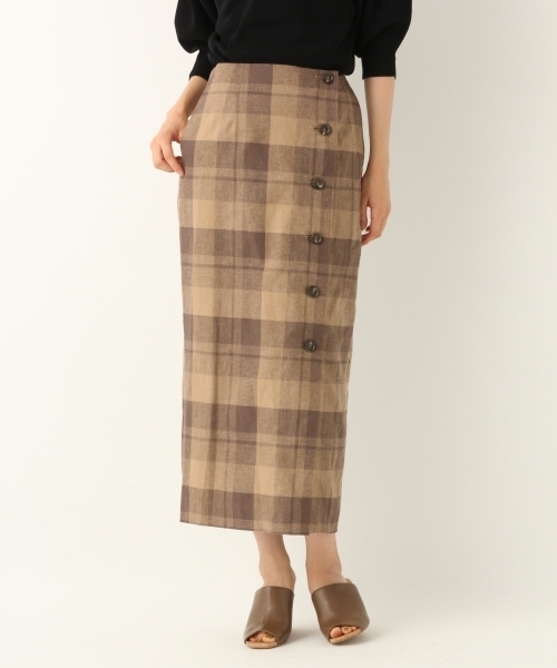 A part by（アパートバイ）の「CLボタンチェックタイトスカート 800766（スカート・レディース・ブラック系その他/ブラウン系その他・MEDIUM/LARGE）」の9枚目の写真