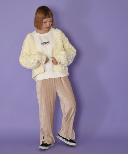 w closet(ダブルクローゼット)の「ボタン付きスリットパンツ_(その他パンツ・レディース・ベージュ/ブラック/グレー・FREE)」の4枚目の写真