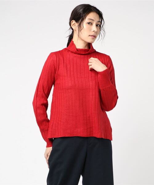 STYLEBLOCK（スタイルブロック）の「ボトルネックワイドリブバルキーニット（ニット/セーター・レディース・ブラック/レッド/アイボリー/マスタード・M）」の4枚目の写真