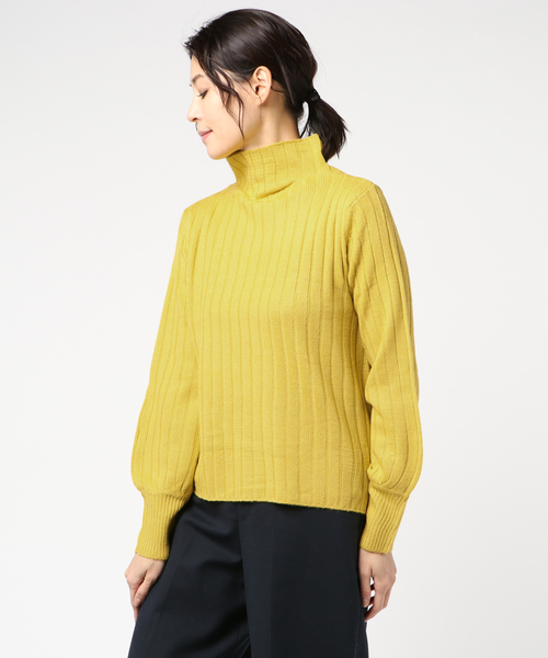 STYLEBLOCK（スタイルブロック）の「ボトルネックワイドリブバルキーニット（ニット/セーター・レディース・ブラック/レッド/アイボリー/マスタード・M）」の3枚目の写真