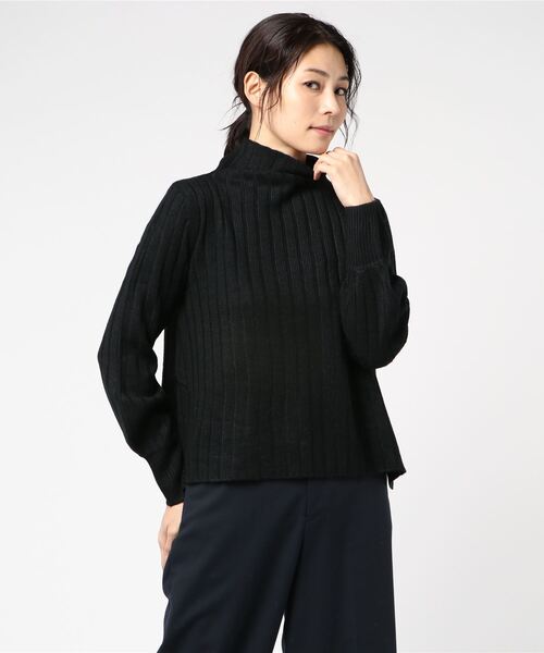 STYLEBLOCK（スタイルブロック）の「ボトルネックワイドリブバルキーニット（ニット/セーター・レディース・ブラック/レッド/アイボリー/マスタード・M）」の2枚目の写真