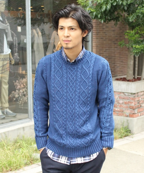 JOURNAL STANDARD（ジャーナルスタンダード）の「WARREN SCOTT×JOURNAL STANDARD / ウォーレンスコット: 6PLY インディゴケーブルニット #（ニット/セーター・メンズ・コバルトブルー/ネイビー・MEDIUM/SMALL）」の11枚目の写真