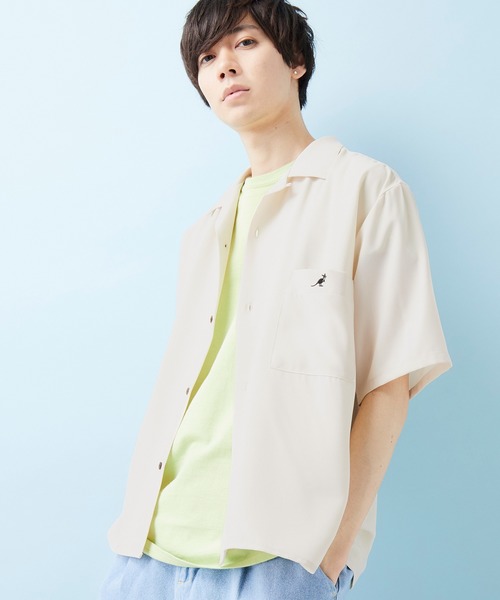 KANGOL(カンゴール)の「▽WEB限定 KANGOL/カンゴール 別注 リラックスオープンカラーシャツ(1/2スリーブ)(シャツ/ブラウス・メンズ・ライトグレー/ネイビー/ライトブルー/ピンク/ベージュ/テラコッタ/ブラック/ライトパープル/グリーン系その他/ナチュラル/オリーブ/ベージュ系その他/オレンジ系その他/グレー系その他/ミント/ブラック系その他/ブルー系その他/グレー系その他2/ベージュ系その他2/ブルー系その他3/グレイッシュベージュ/グリーン系その他2/グレー系その他3/ライラック/パープル系その他/グレイッシュブルー/ブラック系その他2/ベージュ系その他4/ベージュ系その他3/ブルー系その他2・L/M/XL/S)」の11枚目の写真