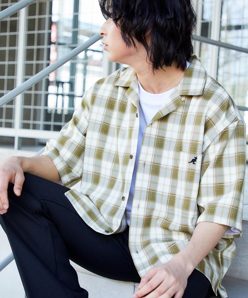 KANGOL(カンゴール)の「▽WEB限定 KANGOL/カンゴール 別注 リラックスオープンカラーシャツ(1/2スリーブ)(シャツ/ブラウス・メンズ・ライトグレー/ネイビー/ライトブルー/ピンク/ベージュ/テラコッタ/ブラック/ライトパープル/グリーン系その他/ナチュラル/オリーブ/ベージュ系その他/オレンジ系その他/グレー系その他/ミント/ブラック系その他/ブルー系その他/グレー系その他2/ベージュ系その他2/ブルー系その他3/グレイッシュベージュ/グリーン系その他2/グレー系その他3/ライラック/パープル系その他/グレイッシュブルー/ブラック系その他2/ベージュ系その他4/ベージュ系その他3/ブルー系その他2・L/M/XL/S)」の19枚目の写真