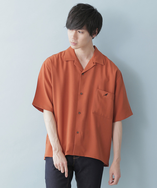 KANGOL(カンゴール)の「▽WEB限定 KANGOL/カンゴール 別注 リラックスオープンカラーシャツ(1/2スリーブ)(シャツ/ブラウス・メンズ・ライトグレー/ネイビー/ライトブルー/ピンク/ベージュ/テラコッタ/ブラック/ライトパープル/グリーン系その他/ナチュラル/オリーブ/ベージュ系その他/オレンジ系その他/グレー系その他/ミント/ブラック系その他/ブルー系その他/グレー系その他2/ベージュ系その他2/ブルー系その他3/グレイッシュベージュ/グリーン系その他2/グレー系その他3/ライラック/パープル系その他/グレイッシュブルー/ブラック系その他2/ベージュ系その他4/ベージュ系その他3/ブルー系その他2・L/M/XL/S)」の9枚目の写真