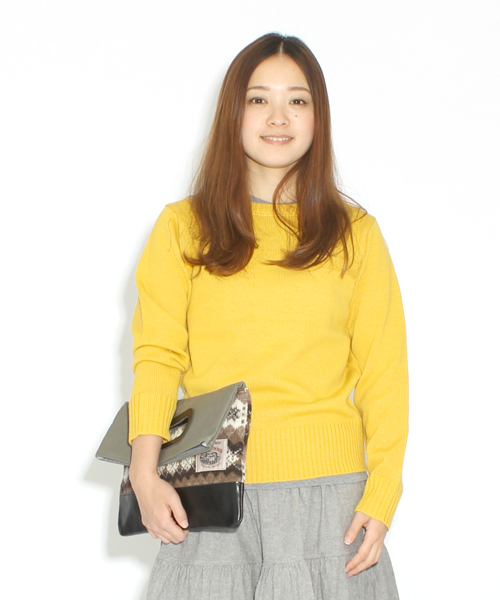 BEAMS BOY（ビームスボーイ）の「□BEAMS BOY / 7ゲージ 胸ポケットクルー **（ニット/セーター・レディース・ピンク/イエロー系その他/サックスブルー・ONE SIZE）」の3枚目の写真