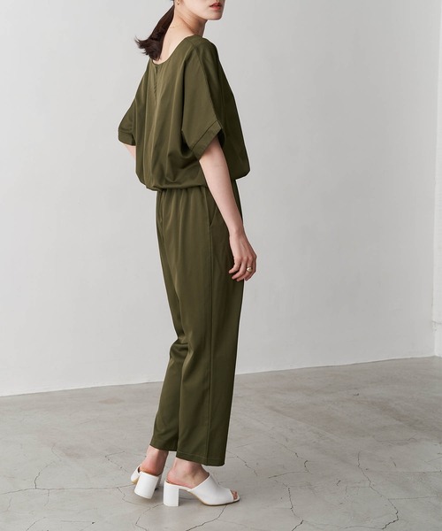 Chaco closet(チャコ クローゼット)の「デザインオールインワン(つなぎ/オールインワン・レディース・カーキ/ブラック・FREE)」の1枚目の写真
