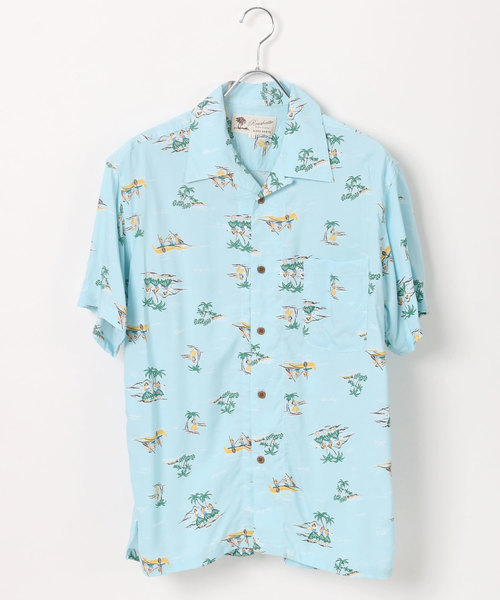 Lazar(ラザル)の「レーヨン オープンカラー アロハシャツ/総柄シャツ(シャツ/ブラウス・メンズ・ホワイト系その他2/ホワイト系その他3/ブラック系その他/ホワイト系その他4/ブラック系その他2/ブラック系その他3/ブラック系その他4/ブラック系その他5/ダークグリーン/サックスブルー/ピンク/イエロー/ホワイト系その他/ネイビー/ブラック系その他6・S/M/L/LL)」の13枚目の写真