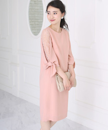 【WEB限定】肩の透け感が可愛い◆ショルダーレースドレス
