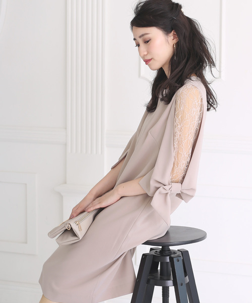Bou Jeloud(ブージュルード)の「【WEB限定】肩の透け感が可愛い◆ショルダーレースドレス(ドレス・レディース・ベージュ/ピンク/ライトブルー/ネイビー・38)」の14枚目の写真