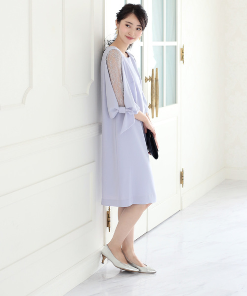 Bou Jeloud(ブージュルード)の「【WEB限定】肩の透け感が可愛い◆ショルダーレースドレス(ドレス・レディース・ベージュ/ピンク/ライトブルー/ネイビー・38)」の8枚目の写真
