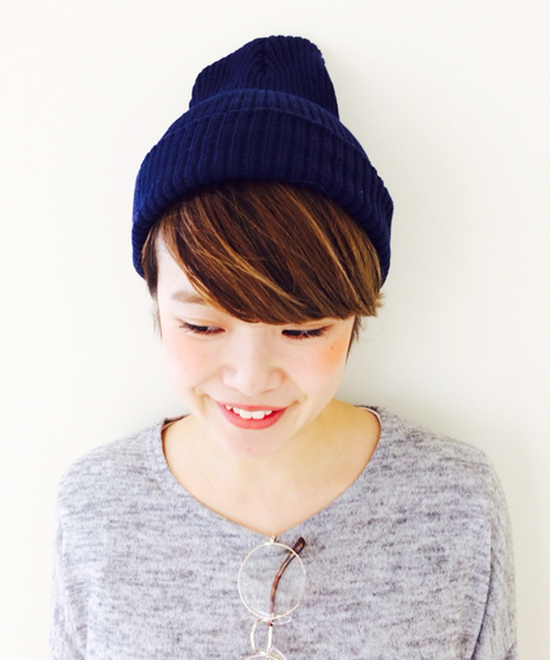 Kastane(カスタネ)の「【Kastane】KNITCAP(ニットキャップ/ビーニー・レディース・レッド/パープル/ホワイト/カーキ/ネイビー・FREE)」の4枚目の写真