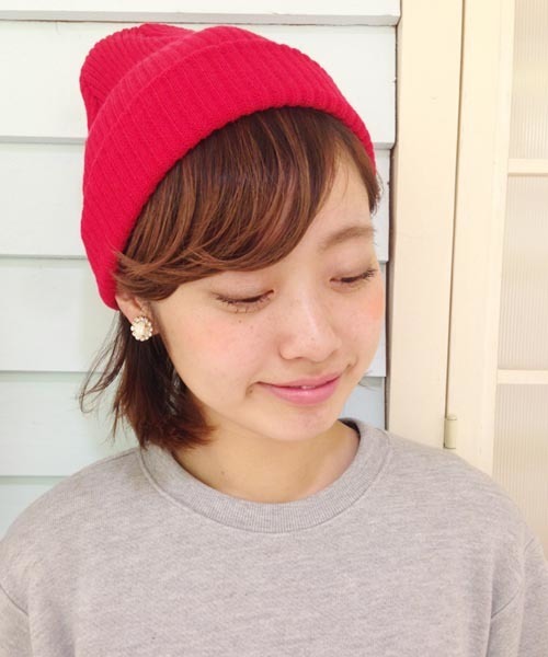 Kastane(カスタネ)の「【Kastane】KNITCAP(ニットキャップ/ビーニー・レディース・レッド/パープル/ホワイト/カーキ/ネイビー・FREE)」の5枚目の写真