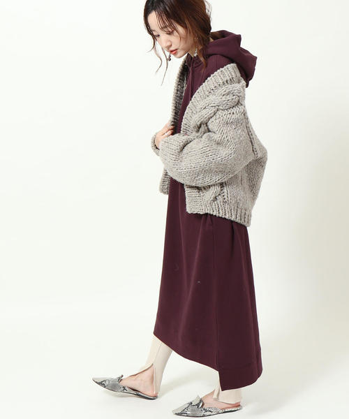 coen(コーエン)の「【ムック本掲載】ハンドニットケーブルカーディガン(カーディガン/ボレロ・レディース・オフホワイト/グレー・FREE)」の11枚目の写真