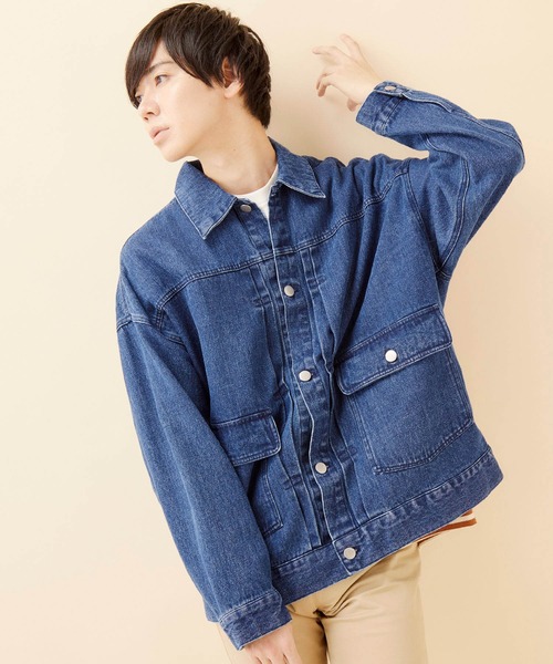 MONO-MART(モノマート)の「ビッグシルエットデニムジャケット(MONO-MART)(デニムジャケット)」|ネイビー