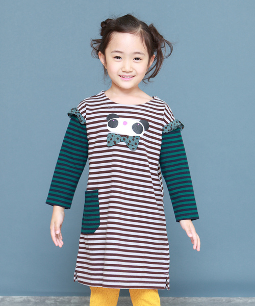 RAGMART(ラグマート)の「ボーダー切替ワンピース(ワンピース・キッズ・グレー/ピンク・110cm/100cm/120cm/130cm)」の2枚目の写真
