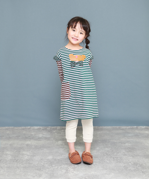 RAGMART(ラグマート)の「ボーダー切替ワンピース(ワンピース・キッズ・グレー/ピンク・110cm/100cm/120cm/130cm)」の7枚目の写真
