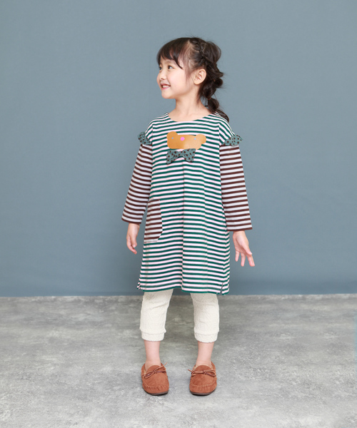 RAGMART(ラグマート)の「ボーダー切替ワンピース(ワンピース・キッズ・グレー/ピンク・110cm/100cm/120cm/130cm)」の4枚目の写真