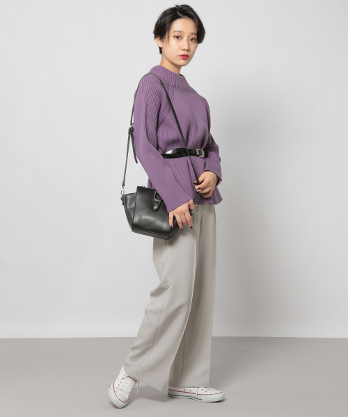 PAGEBOY（ページボーイ）の「ピンタックワイドスラックス（スラックス・レディース・ブラック/ピンク系その他/グレイッシュベージュ/ダークブラウン・FREE）」の6枚目の写真