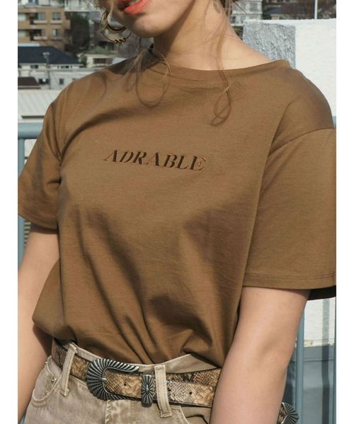 EVRIS（エヴリス）の「シルケットEmbroidery Tシャツ（Tシャツ/カットソー・レディース・ホワイト/ベージュ/ブラウン/ピンク・FREE）」の3枚目の写真