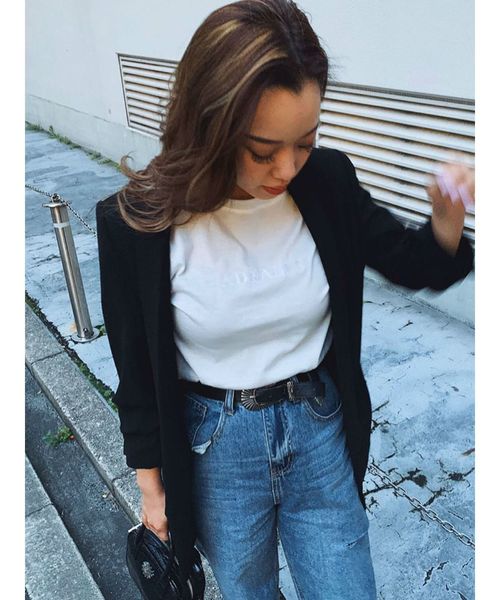 EVRIS（エヴリス）の「シルケットEmbroidery Tシャツ（Tシャツ/カットソー・レディース・ホワイト/ベージュ/ブラウン/ピンク・FREE）」の14枚目の写真