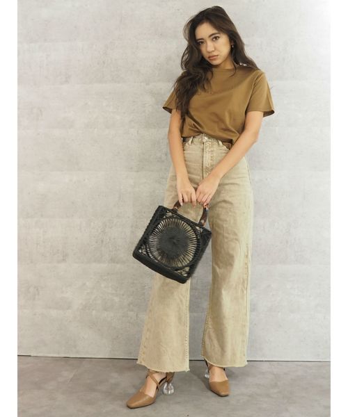 EVRIS（エヴリス）の「シルケットEmbroidery Tシャツ（Tシャツ/カットソー・レディース・ホワイト/ベージュ/ブラウン/ピンク・FREE）」の13枚目の写真