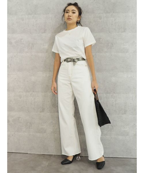 EVRIS（エヴリス）の「シルケットEmbroidery Tシャツ（Tシャツ/カットソー・レディース・ホワイト/ベージュ/ブラウン/ピンク・FREE）」の19枚目の写真