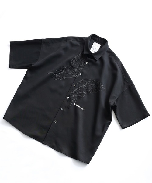SHAREEF（シャリーフ）の「"BUTTERFLY" S/S BIG SHIRTS（シャツ/ブラウス・メンズ・ホワイト/ブラック/ネイビー・3/1/2）」の4枚目の写真
