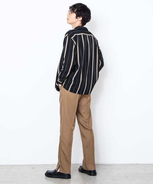 WEGO（ウィゴー）の「WEGO/ダークストライプ開襟シャツ（シャツ/ブラウス・メンズ・ブラック/ブラック系その他/グリーン系その他・LARGE/MEDIUM）」の22枚目の写真