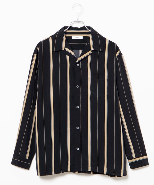 WEGO（ウィゴー）の「WEGO/ダークストライプ開襟シャツ（シャツ/ブラウス・メンズ・ブラック/ブラック系その他/グリーン系その他・LARGE/MEDIUM）」の17枚目の写真